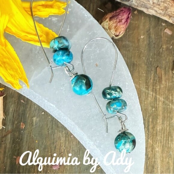Alquimia Jewelry - Turquoise handmade boho silver earrings